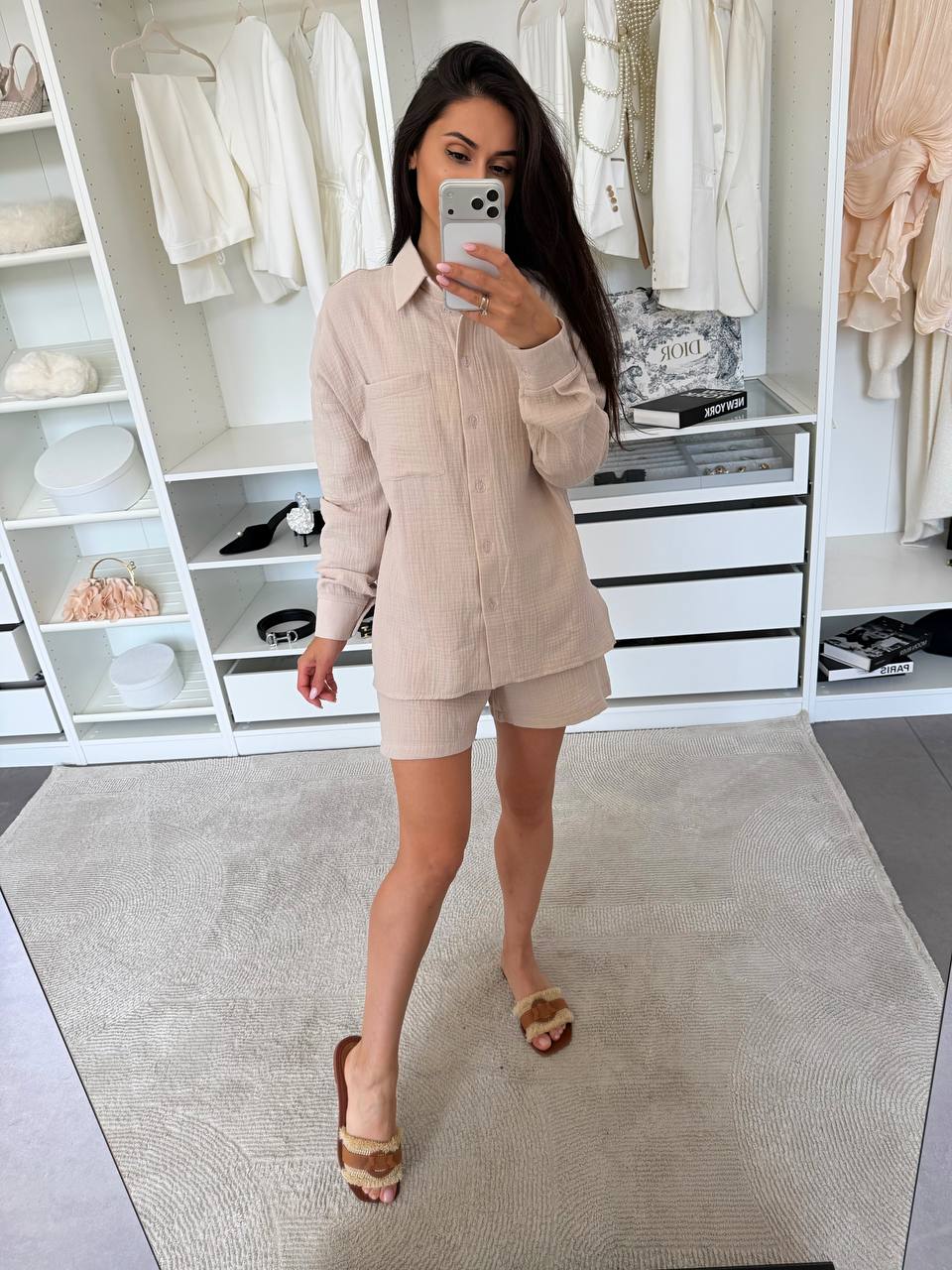 Women Muslin Two Piece Suit Shirt And Shorts Set Lightweight Breathable