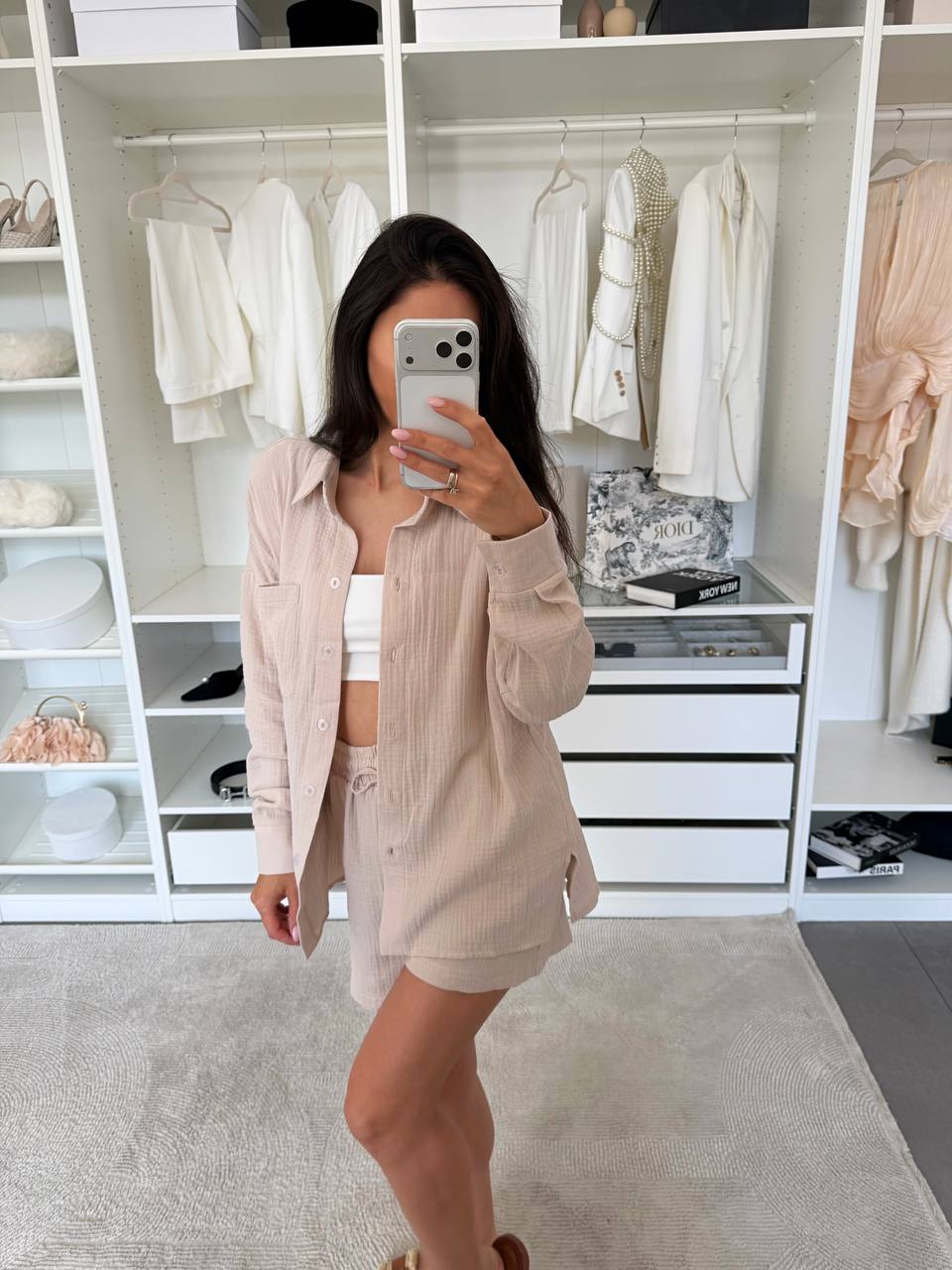 Women Muslin Two Piece Suit Shirt And Shorts Set Lightweight Breathable