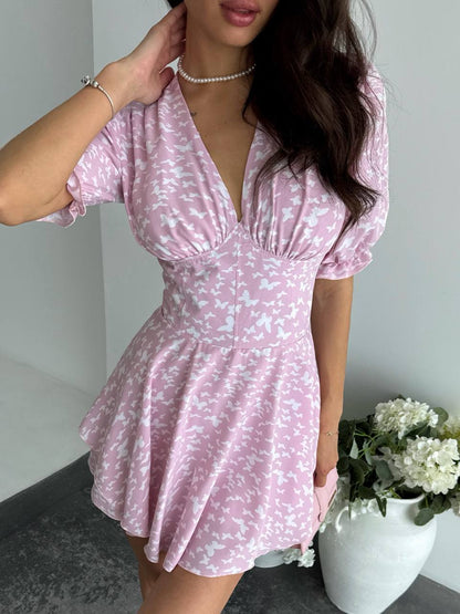 Pink Corset Cut Jumpsuit Dress Soft Fabric Back Zipper Short Romper