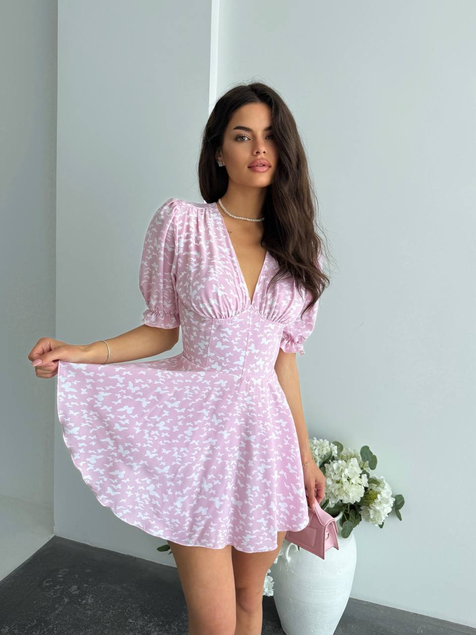 Pink Corset Cut Jumpsuit Dress Soft Fabric Back Zipper Short Romper