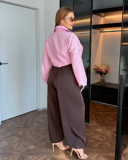 Women Aladdin Harem Pants Brown Double Silk Lightweight Trendy