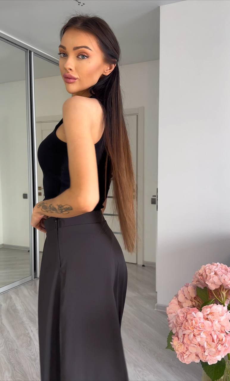 Black High Waist Palazzo Trousers Wide Leg Flowing Pants