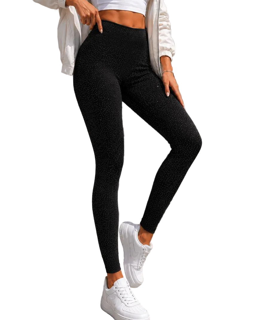 Rhinestone Leggings for Women Stretch Diving Fabric Sparkle Activewear