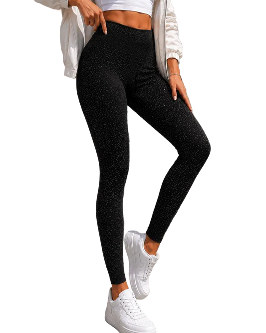 Rhinestone Leggings for Women Stretch Diving Fabric Sparkle Activewear