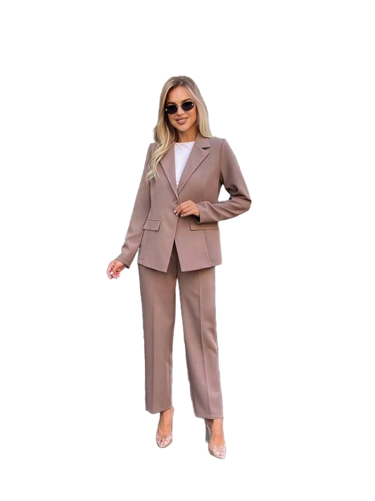 Stylish Brown Two-Piece Women's Suit with Blazer