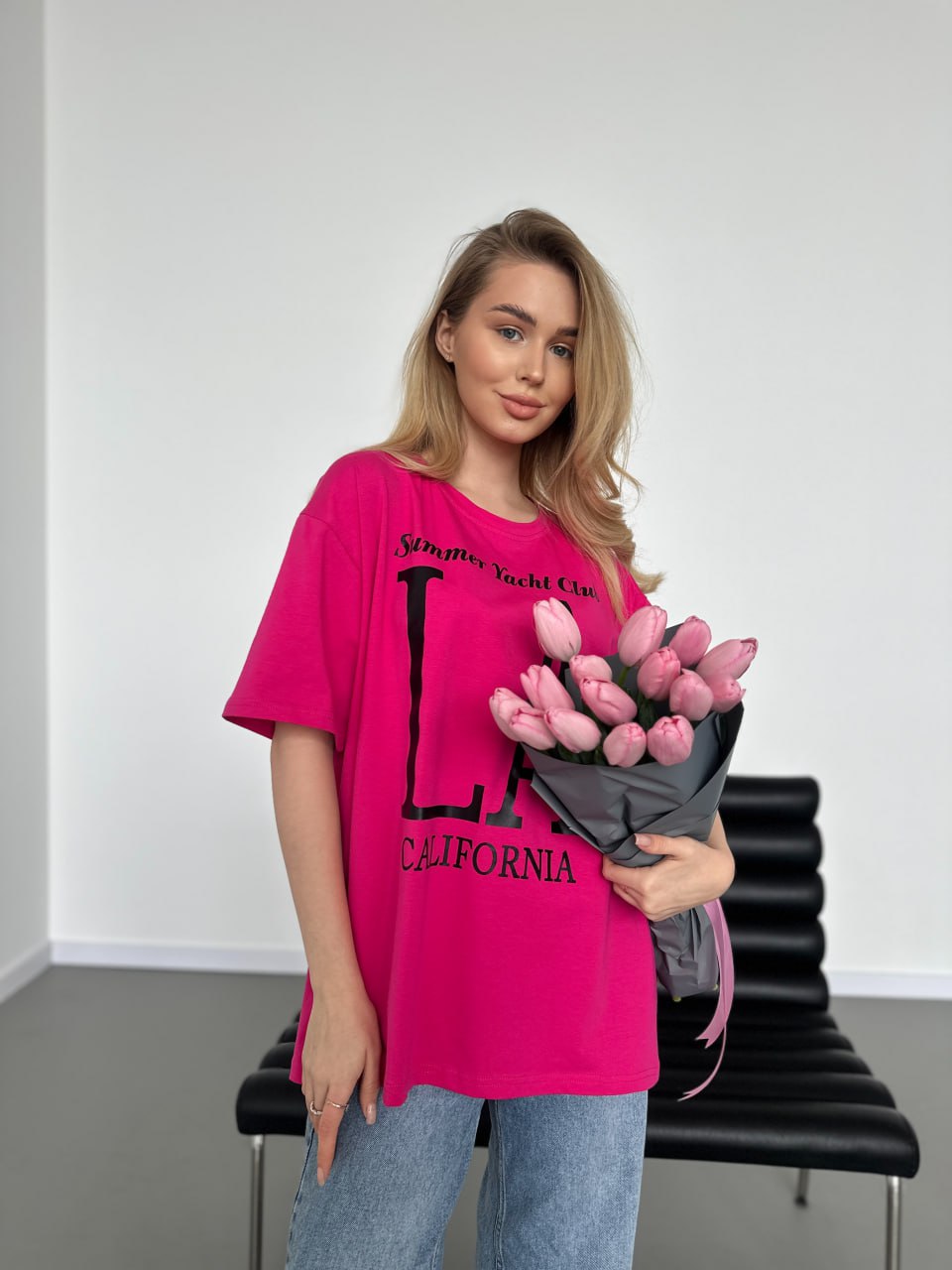 Pink Casual T-Shirt with California Print for Women