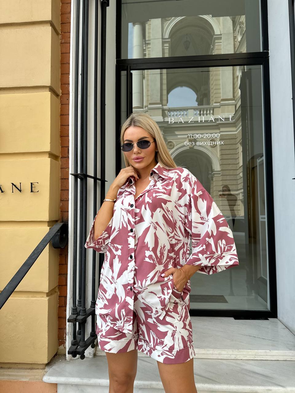 Floral Print Silk Soft Oversized Shirt and Shorts Set
