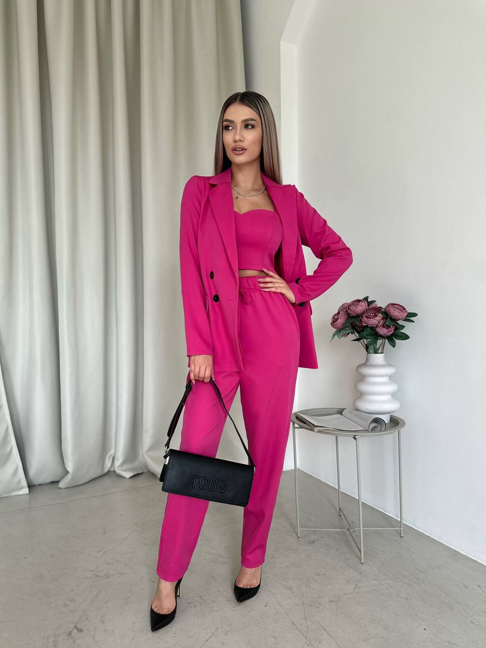 Stunning Pink Three Piece Suit Set for Women - Chic Office Wear or Party Outfit - Modern Fashion