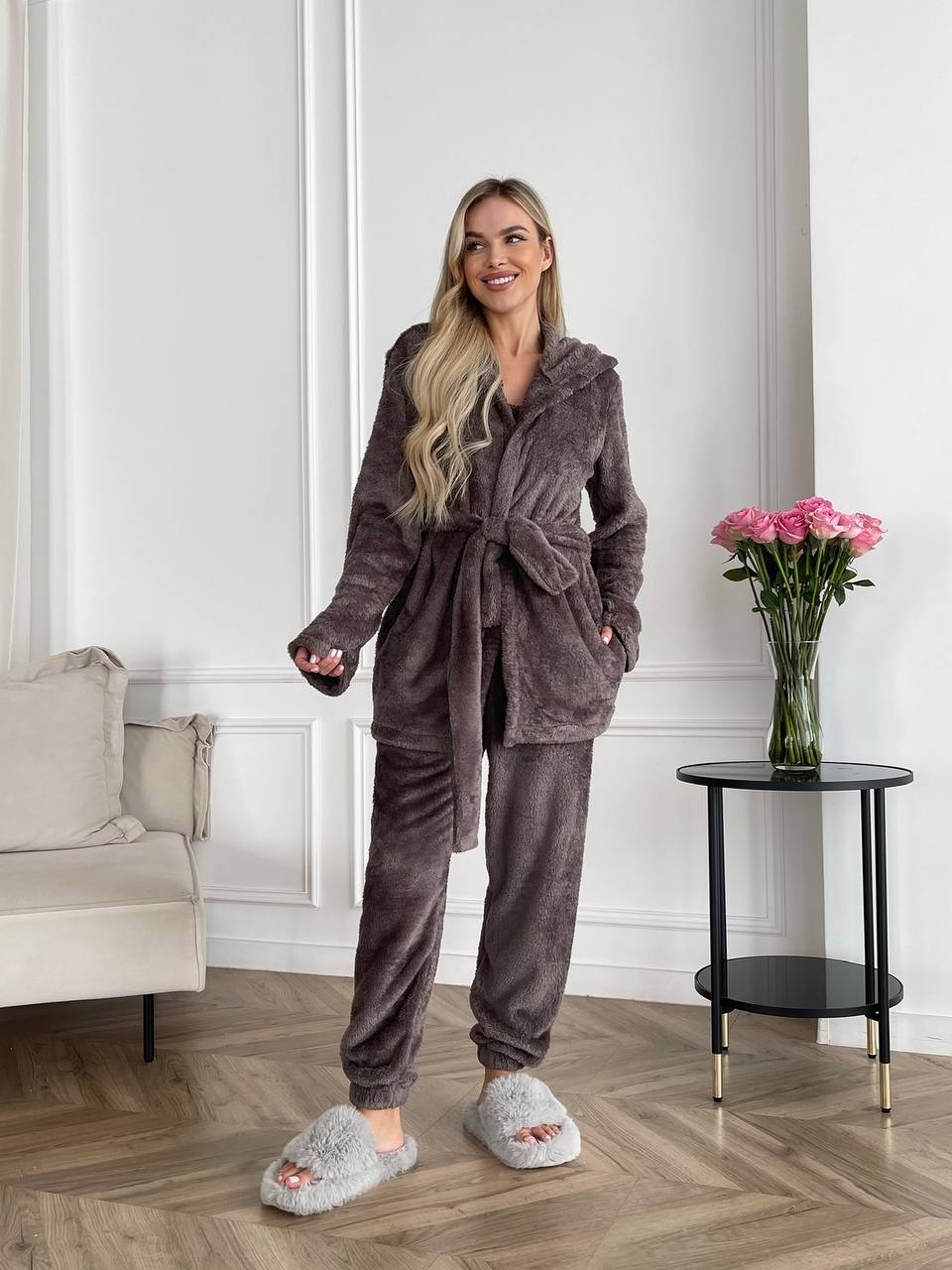 Cozy Three-Piece Home Suit in Soft Turkish Double-Sided Terry Fabric