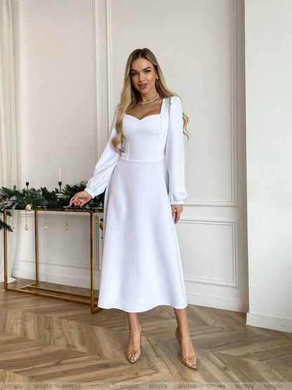 Chic White Midi Dress Elegant for Parties and Everyday Wear