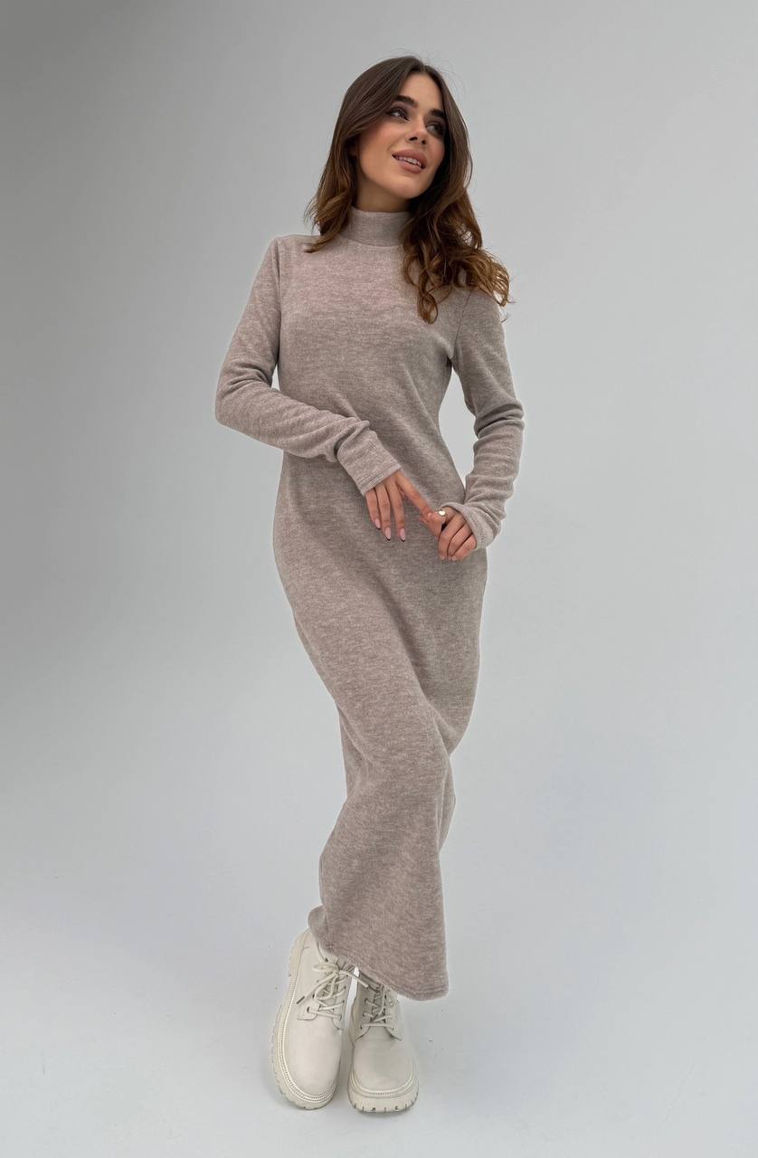 Maxi Dress Soft Ribbed Angora Turkish Fabric Warm Stretchy