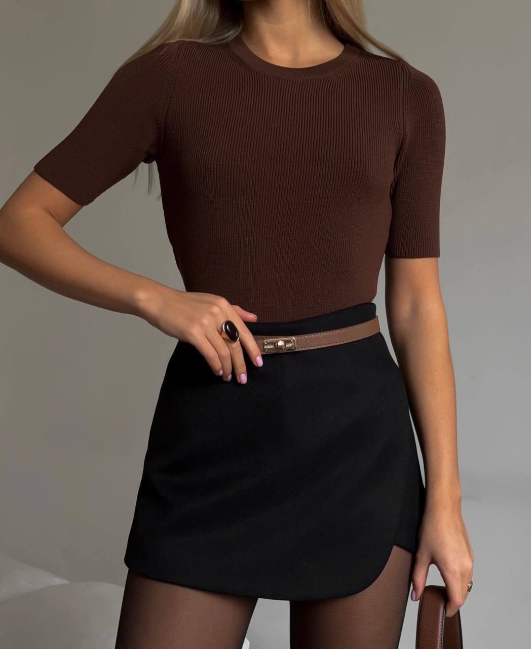 High Waist Skirt-Shorts For Women Black Basic Color
