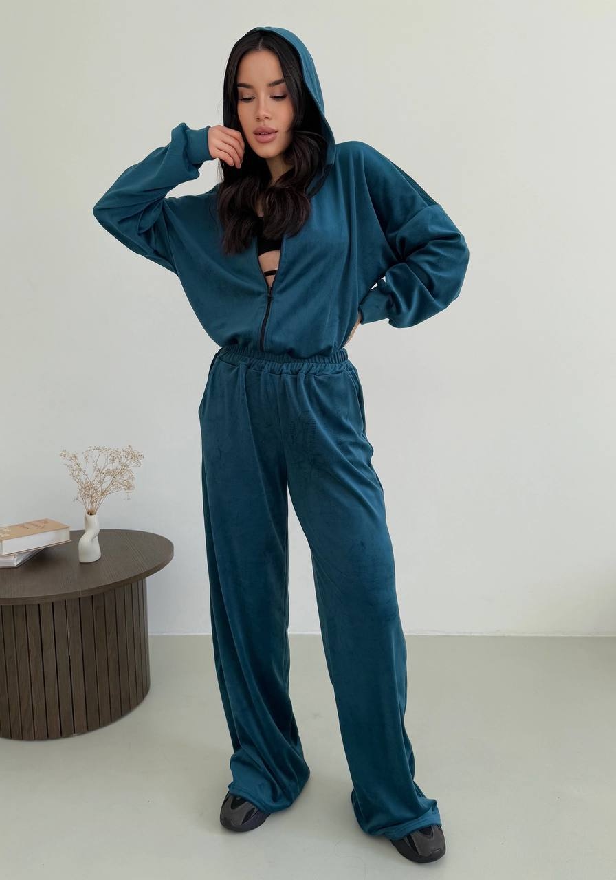 Womens Turkish Velour Tracksuit Hoodie and Pants Set