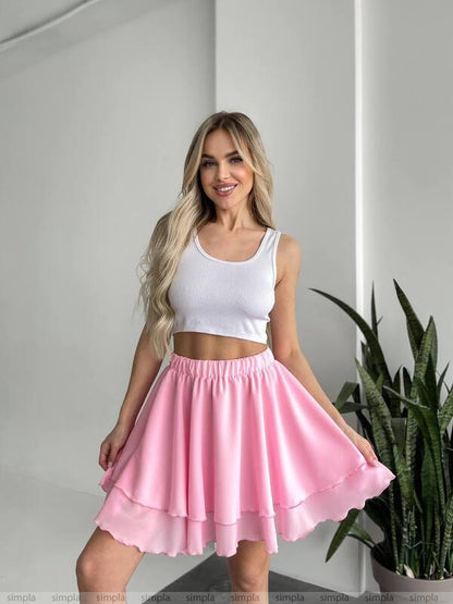 Lightweight Pink Chiffon Summer Skirt Women