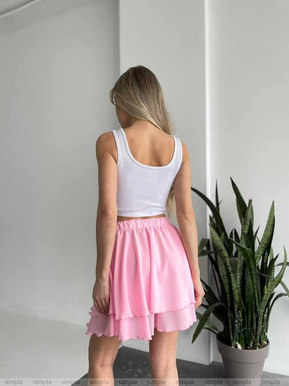 Lightweight Pink Chiffon Summer Skirt Women