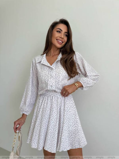Stylish Soft Fabric Womens Two-Piece Shirt and Skirt Set