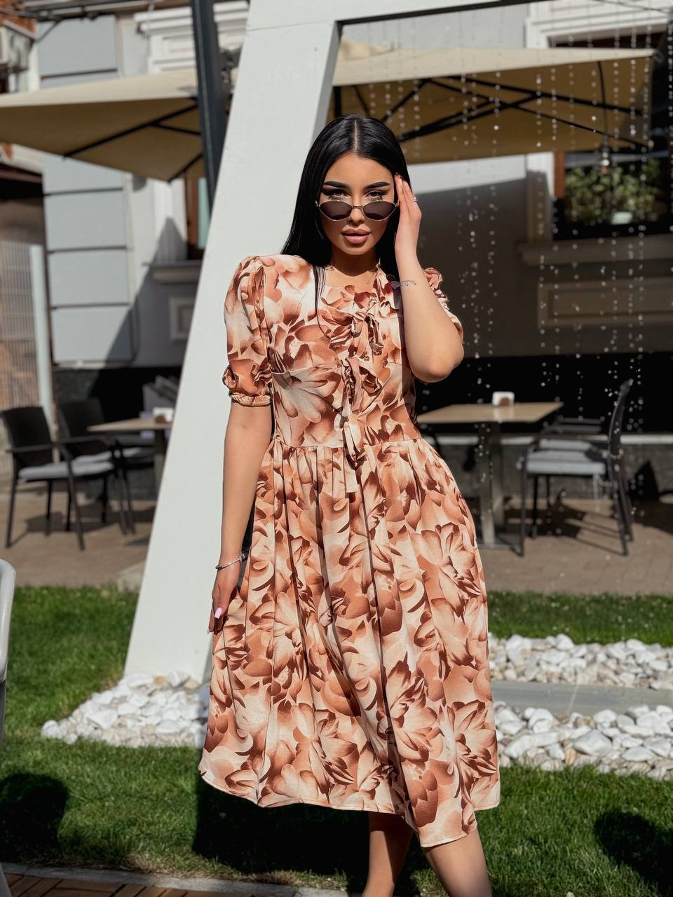 Lightweight Summer Dress with Floral Print in Bright Colors