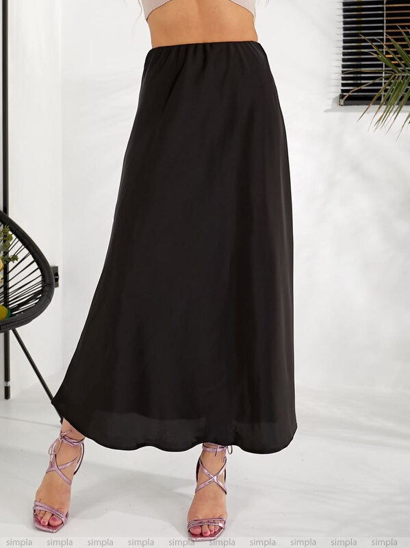 Elegant Black Silk Maxi Skirt for Women