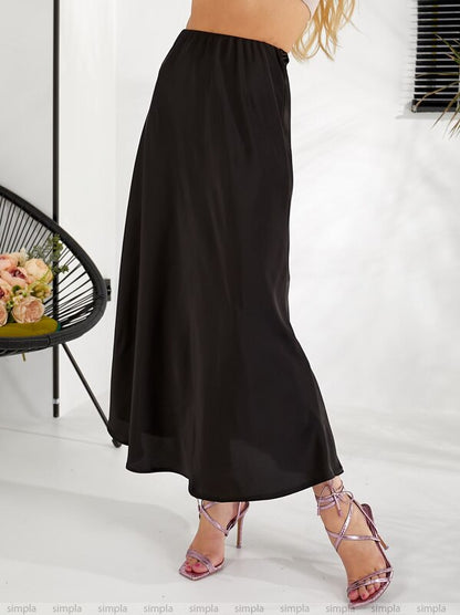 Elegant Black Silk Maxi Skirt for Women