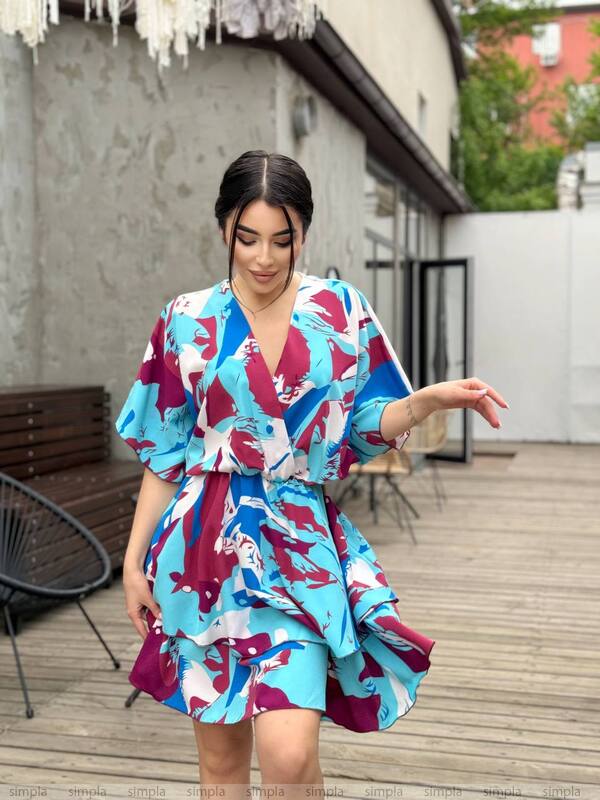 Bright Color Mini Dress Silk Soft Fabric