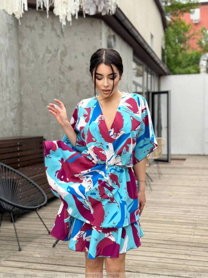 Bright Color Mini Dress Silk Soft Fabric