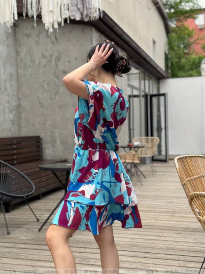 Bright Color Mini Dress Silk Soft Fabric