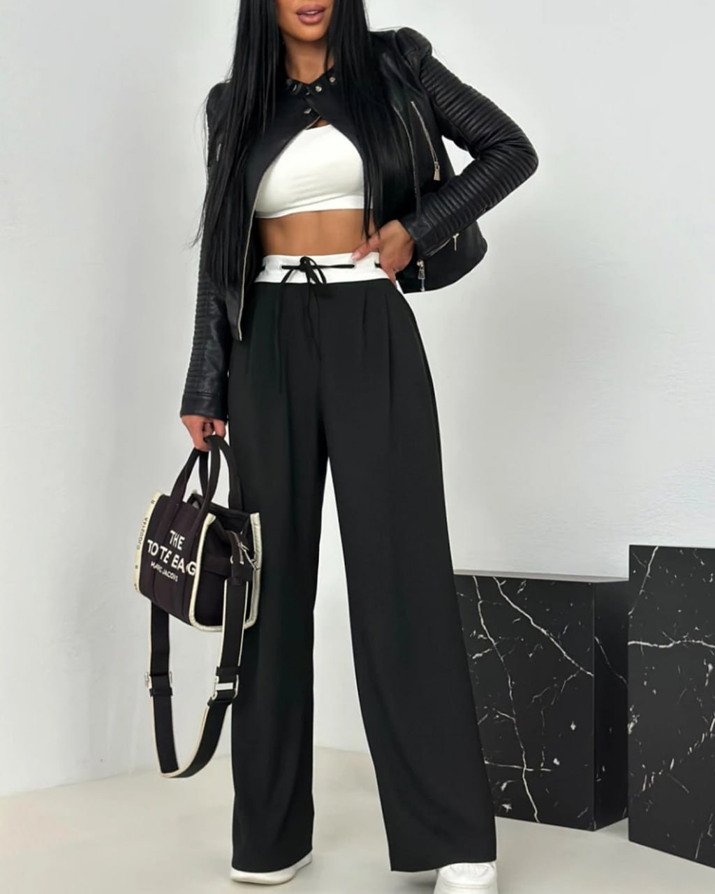 Black Loose Fit Summer Trousers for Women
