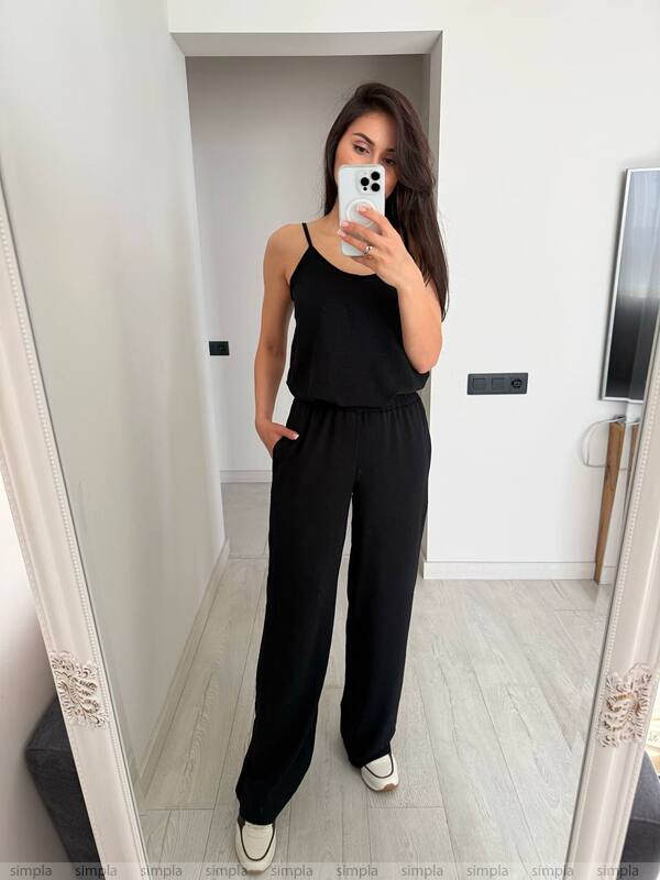 Stylish Comfortable Black Three-Piece Suit with Shirt Tank Top and Pants