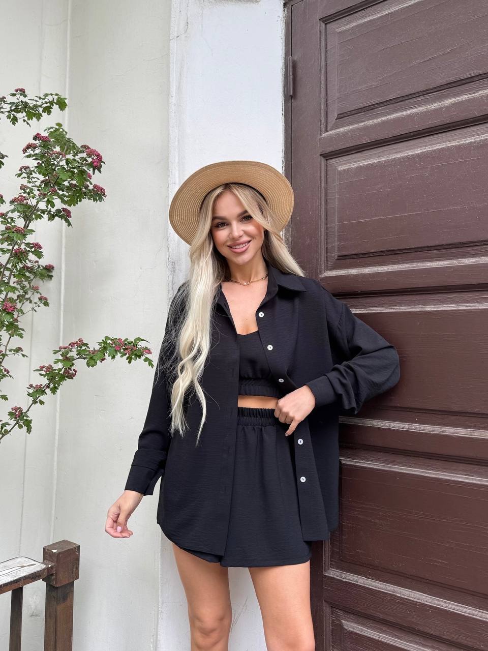 Black Three-Piece Summer Suit for Women