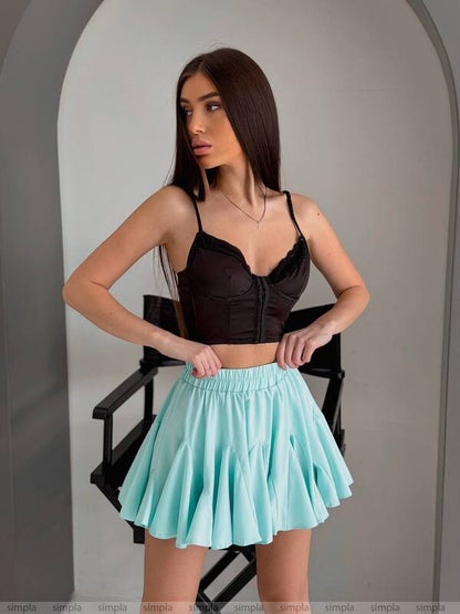 Spring Summer 2025 Trend Skirt-Shorts Light Blue Soft Fabric