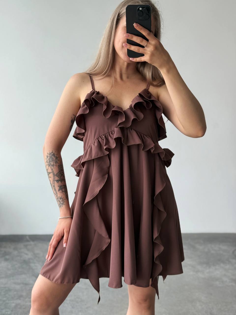 Boho Style Ruffle Dress Adjustable Straps Lightweight Soft Fabric