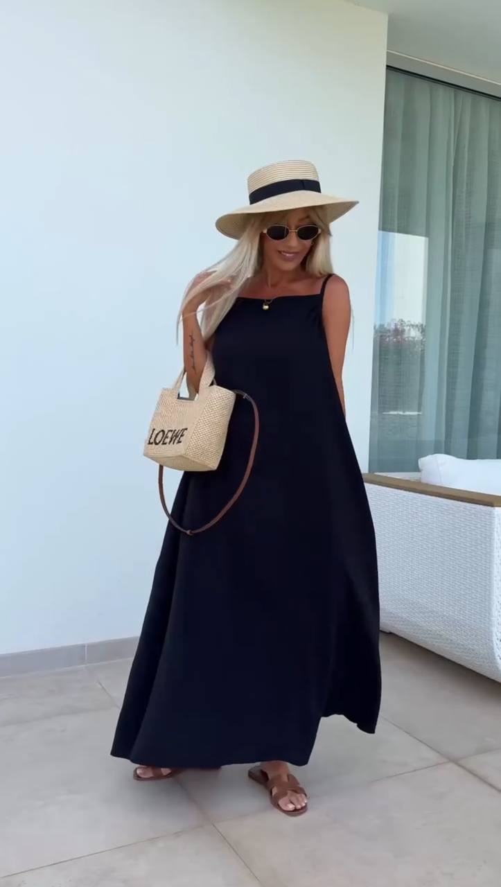 Lightweight Summer Sarafan Dress with Pockets and Waist Tie