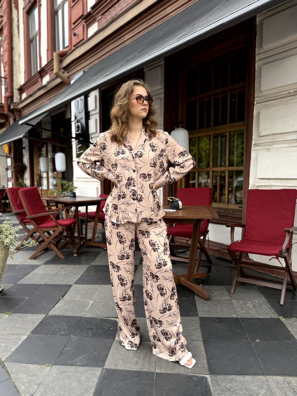 Stylish Comfortable Women's Floral Print Silk Lounge Set
