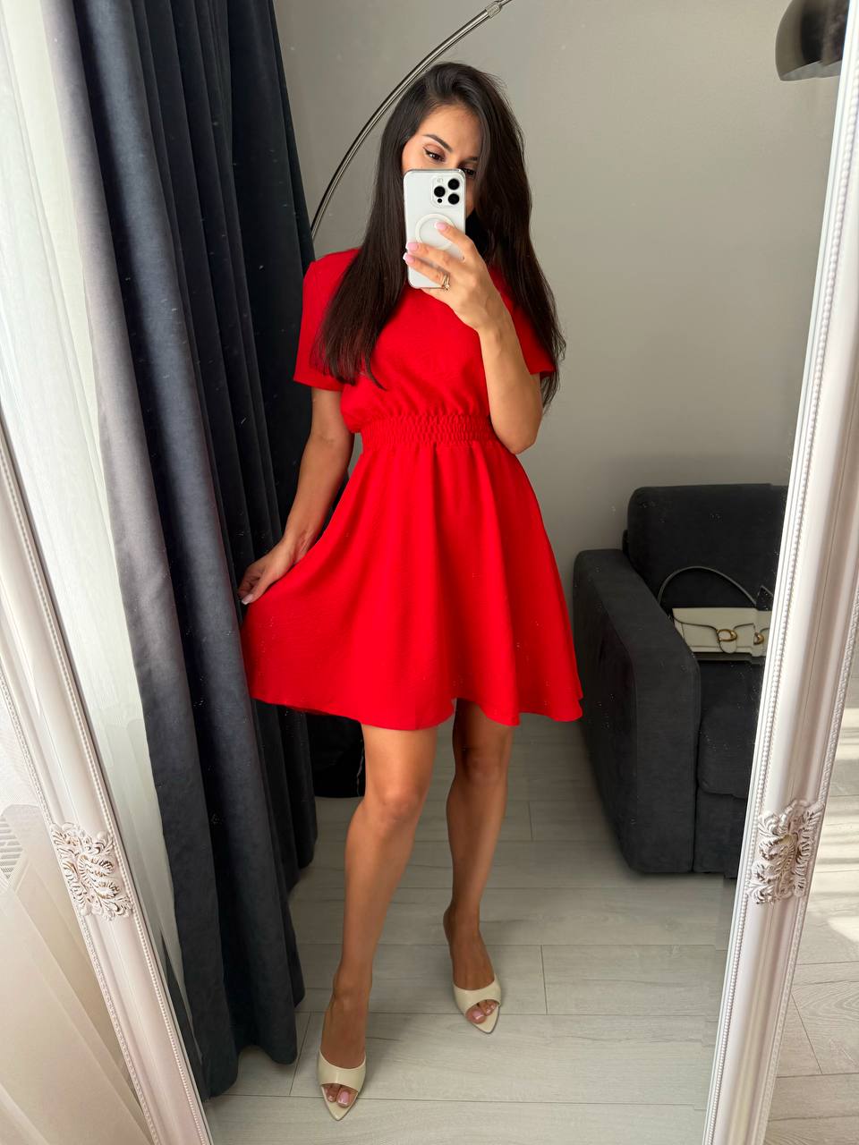 Lightweight Red Crepe Dress for Hot Summer Days