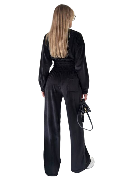 Premium Black Velour Tracksuit for Women