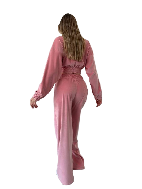 Pink Velour Tracksuit Premium Quality Comfortable Set