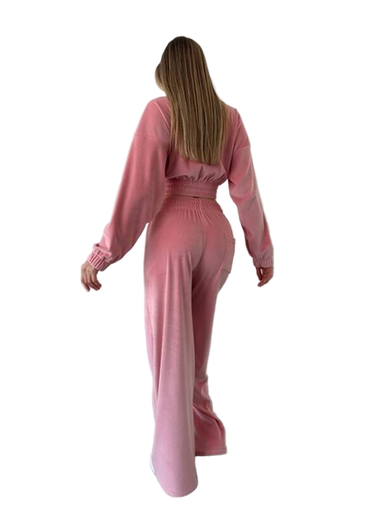 Pink Velour Tracksuit Premium Quality Comfortable Set