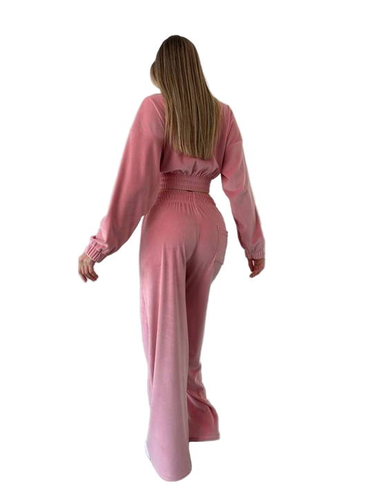 Pink Velour Tracksuit Premium Quality Comfortable Set