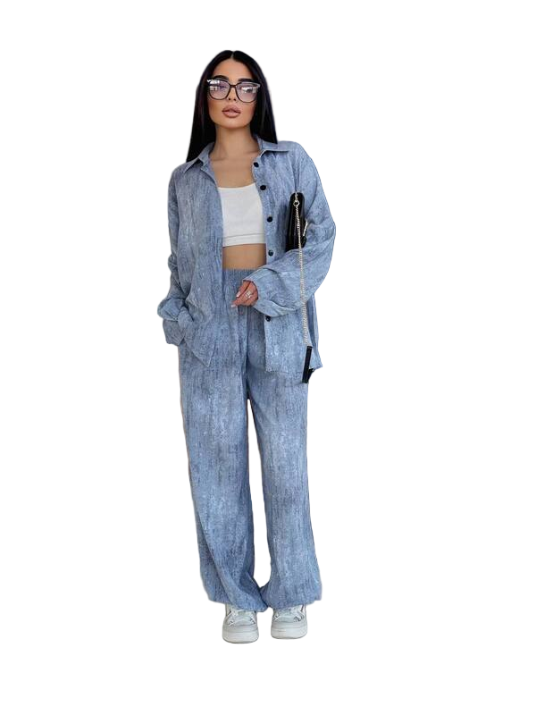 Stylish Comfortable Loose Fit Women's Walk Suit in Blue American Crepe