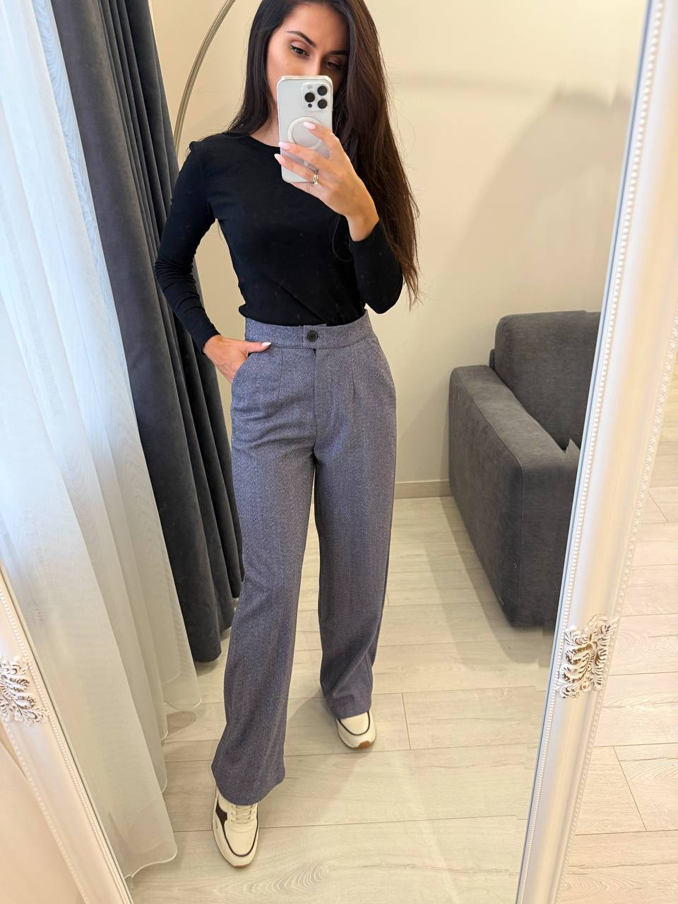 High Waist Cashmere Knit Trousers for Women