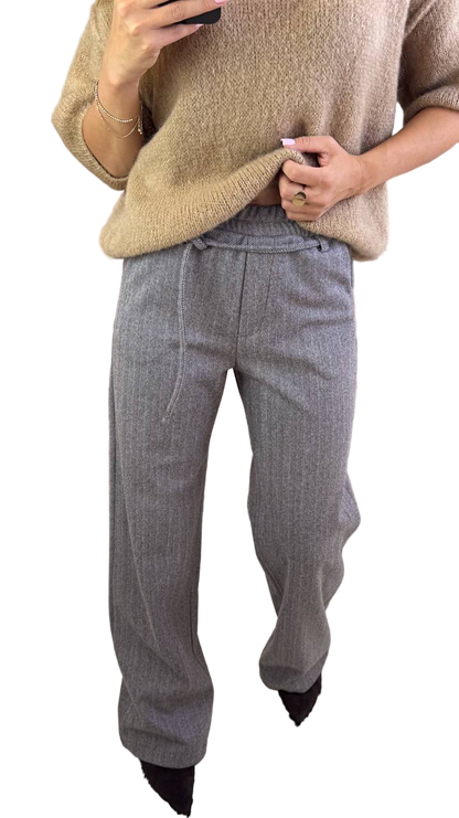Grey Wool Cashmere Trousers Warm Winter Pants