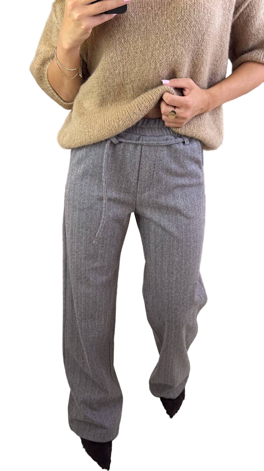 Grey Wool Cashmere Trousers Warm Winter Pants