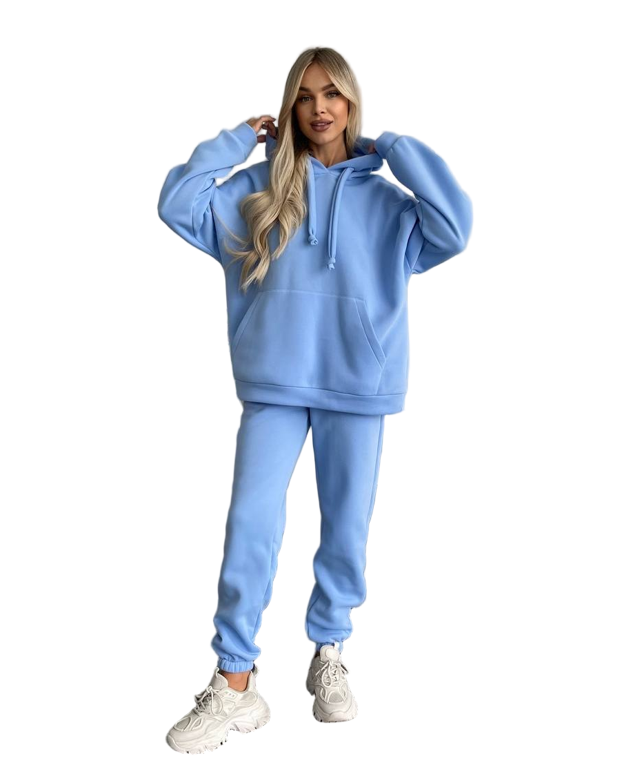 Oversized Trinitka Fleece Tracksuit Light Blue Hoodie Joggers