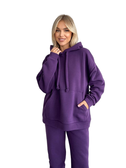 Women Oversized Purple Tracksuit Set Trinitka Fleece Hoodie Joggers