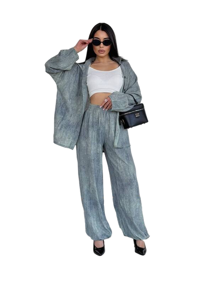 Stylish Loose Fit Casual Suit in Grey