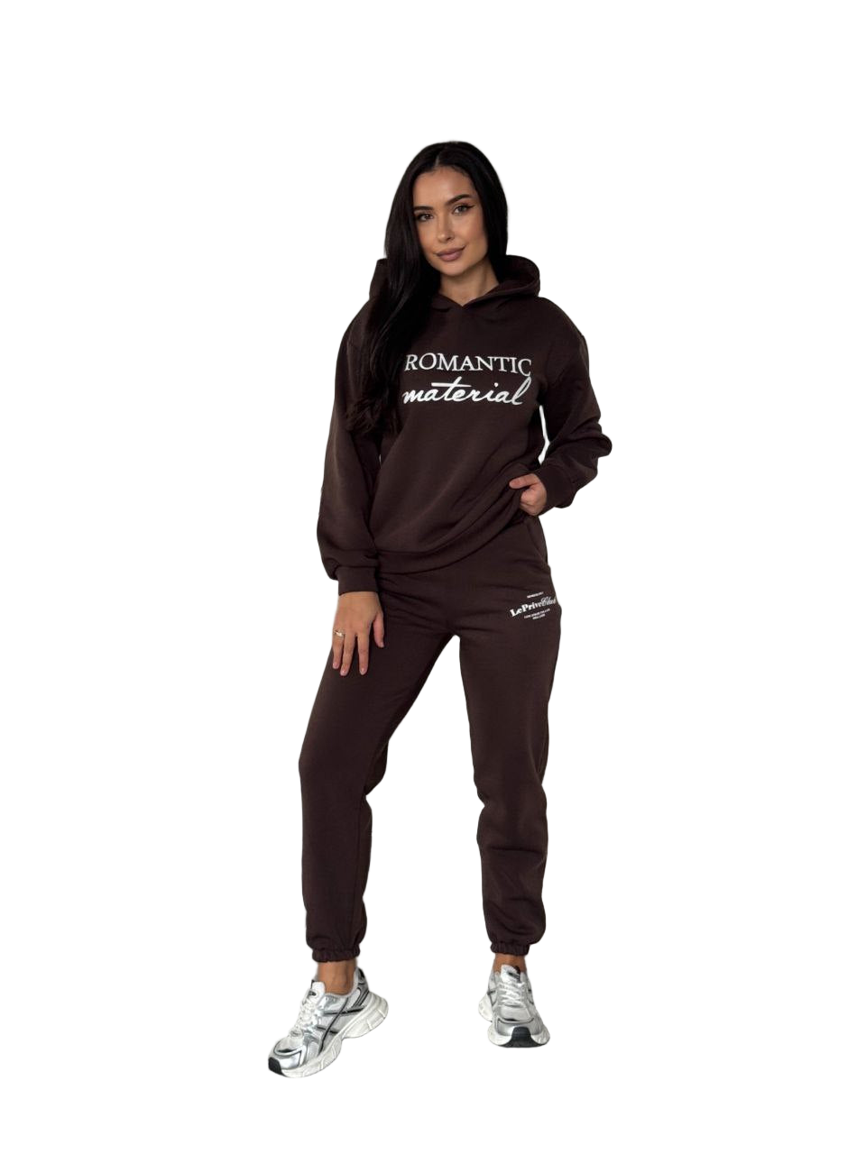 Brown Insulated Brushed Trinitka Tracksuit Women Hooded Jogger Set