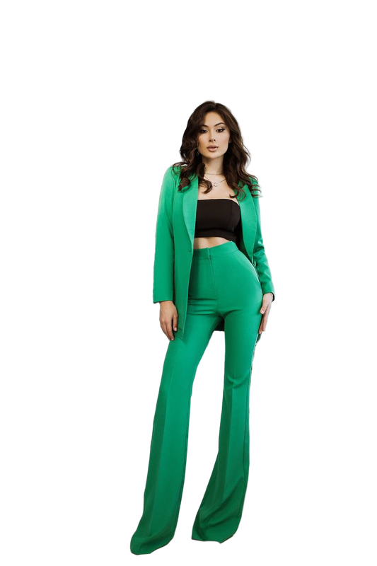 Grass Green Diagonal Crepe Womens Tailored Suit